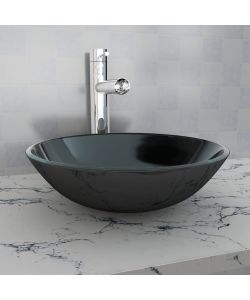Lavandino in Vetro Temperato 42 cm Nero