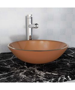 Lavandino in Vetro Temperato 42 cm Marrone