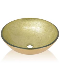 Lavandino in Vetro Temperato 42 cm Dorato