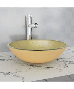 Lavandino in Vetro Temperato 42 cm Dorato