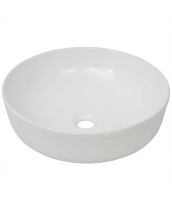 Lavandino Tondo in Ceramica Bianca 41,5x13,5 cm