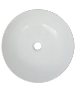 Lavandino Tondo in Ceramica Bianca 41,5x13,5 cm