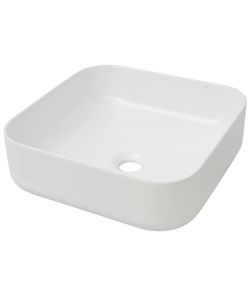 Lavandino Quadrato in Ceramica Bianca 38x38x13,5 cm