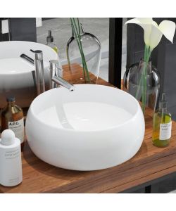 Lavandino Rotondo in Ceramica Bianca 40x15 cm