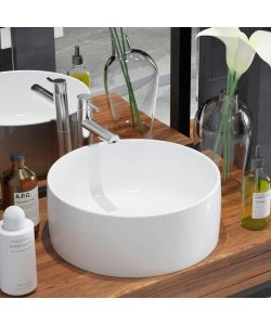 Lavandino Rotondo in Ceramica Bianca 40x15 cm