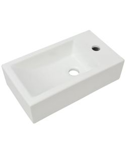 Lavandino con Foro Rubinetto Rettangolare Ceramica 46x25,5x12cm