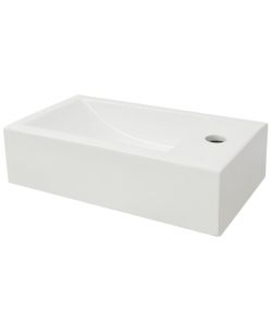 Lavandino con Foro Rubinetto Rettangolare Ceramica 46x25,5x12cm