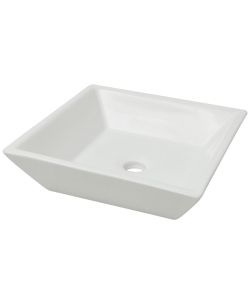 Lavandino Quadrato in Ceramica Bianca 41,5x41,5x12 cm