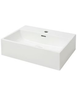 Lavandino con Foro Rubinetto in Ceramica Bianca 51,5x38,5x15 cm