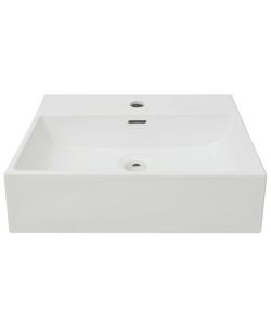Lavandino con Foro Rubinetto in Ceramica Bianca 51,5x38,5x15 cm