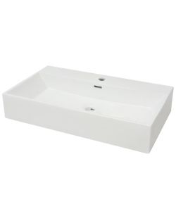 Lavandino con Foro Rubinetto in Ceramica Bianca 76x42,5x14,5 cm