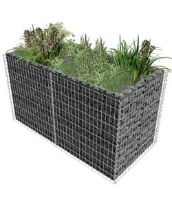 Gabbione Letto Rialzato Giardino Acciaio 180x90x100 cm Argento