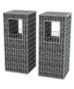 Pali/Fioriere in Gabbione 2 pz in Rete Acciaio 50x50x120 cm