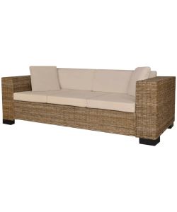 vidaXL Divano in Rattan - Marrone - 3 Posti
