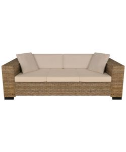 vidaXL Divano in Rattan - Marrone - 3 Posti