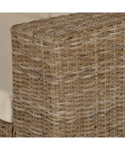 vidaXL Divano in Rattan - Marrone - 3 Posti