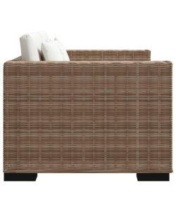 vidaXL Divano in Rattan - Marrone - 3 Posti