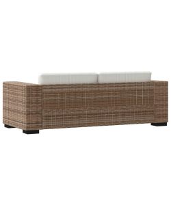 vidaXL Divano in Rattan - Marrone - 3 Posti