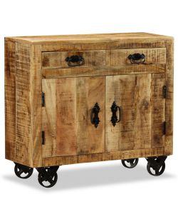 Credenza con 2 Cassetti e 1 Armadietto in Legno Grezzo di Mango