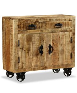 Credenza con 2 Cassetti e 1 Armadietto in Legno Grezzo di Mango
