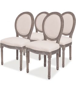 Sedie da Pranzo 4 pz Crema in Tessuto