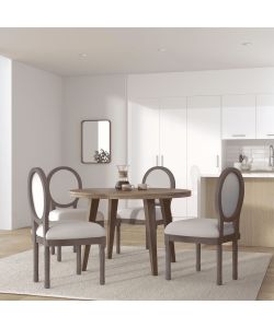 Sedie da Pranzo 4 pz Crema in Tessuto