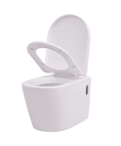 WC a Muro con Sciacquone Nascosto in Ceramica Bianco