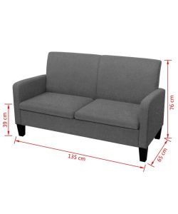 vidaXL Divano a 2 Posti Grigio Scuro 135x65x76 cm - Design Sofisticato