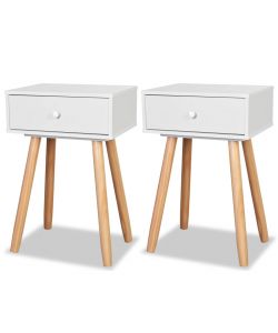 vidaXL Comodini Set 2 pz in Massello di Pino Bianchi 40x30x61 cm - Design Retr - Perfetti per Camera da Letto e Soggiorno