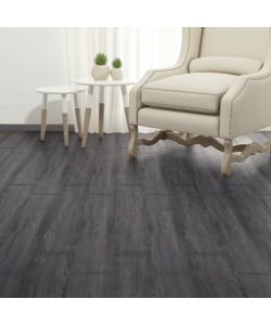 Listoni Pavimentazione Autoadesivi PVC 5,02 mq 2 mm Nero Bianco