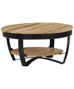 Tavolino da Caff in Legno Massello Grezzo di Mango 65x32 cm