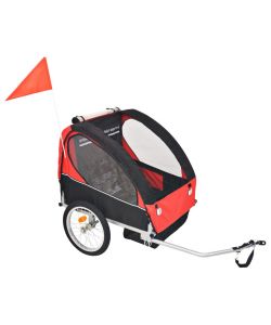 Rimorchio da Bici per Bambini Rosso e Nero 30 kg
