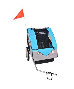 Rimorchio da Bici per Bambini Grigio e Blu 30 kg