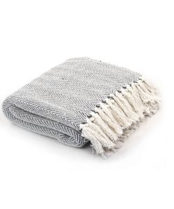 Copriletto in Cotone Trama a Spina di Pesce 160x210 cm Grigio