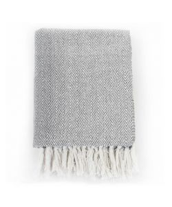 Copriletto in Cotone Trama a Spina di Pesce 220x250 cm Grigio