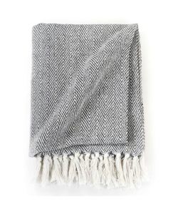 Copriletto in Cotone Trama Spina di Pesce 125x150 cm Blu Marino