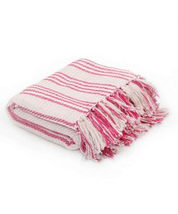 Copriletto in Cotone a Strisce 125x150 cm Rosa e Bianco
