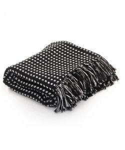 Copriletto in Cotone Motivo a Quadri 125x150 cm Nero