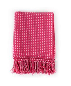Copriletto in Cotone Motivo a Quadri 125x150 cm Rosa
