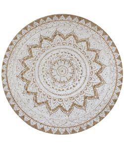 Tappeto in Juta Intrecciata con Stampa 90 cm Rotondo
