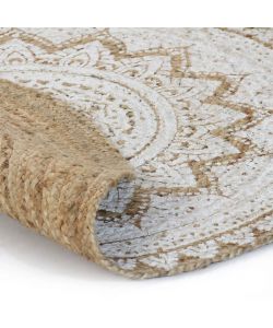 Tappeto in Juta Intrecciata con Stampa 90 cm Rotondo