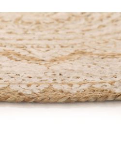 Tappeto in Juta Intrecciata con Stampa 90 cm Rotondo