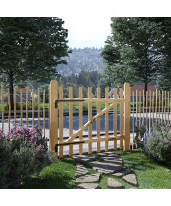 Cancello Singolo per Recinzione in Legno di Nocciolo 100x90 cm