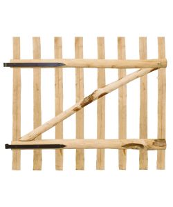 Cancello Singolo per Recinzione in Legno di Nocciolo 100x90 cm