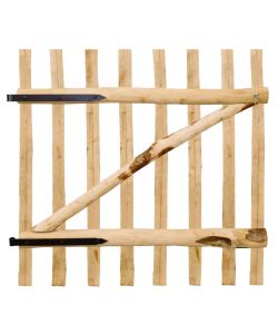 Cancello Singolo per Recinzione in Legno di Nocciolo 100x100 cm 142591