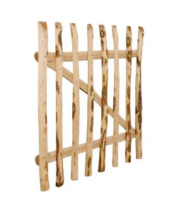 Cancello Singolo per Recinzione in Legno di Nocciolo 100x100 cm 142591