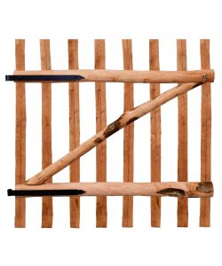 Cancello Singolo per Recinzione in Legno di Nocciolo 100x100 cm 142596