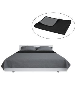 Copriletto Double-Face Trapuntato 170x210 cm Grigio e Nero