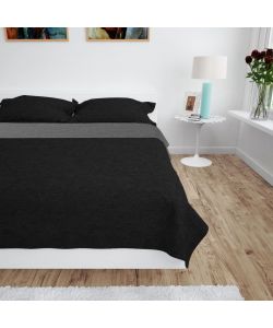 Copriletto Double-Face Trapuntato 220x240 cm Grigio e Nero