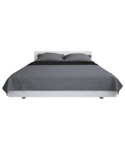 Copriletto Double-Face Trapuntato 220x240 cm Grigio e Nero